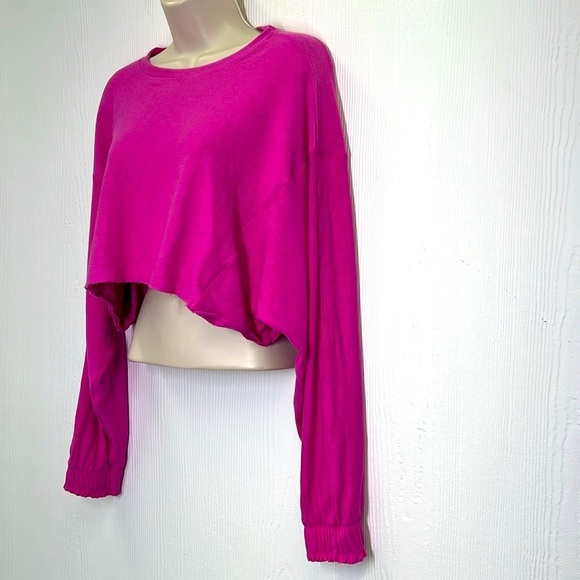 Free People - Movement Surfside Living Magenta Pink Cropped Overside Top Size XS - Picture 7 of 15